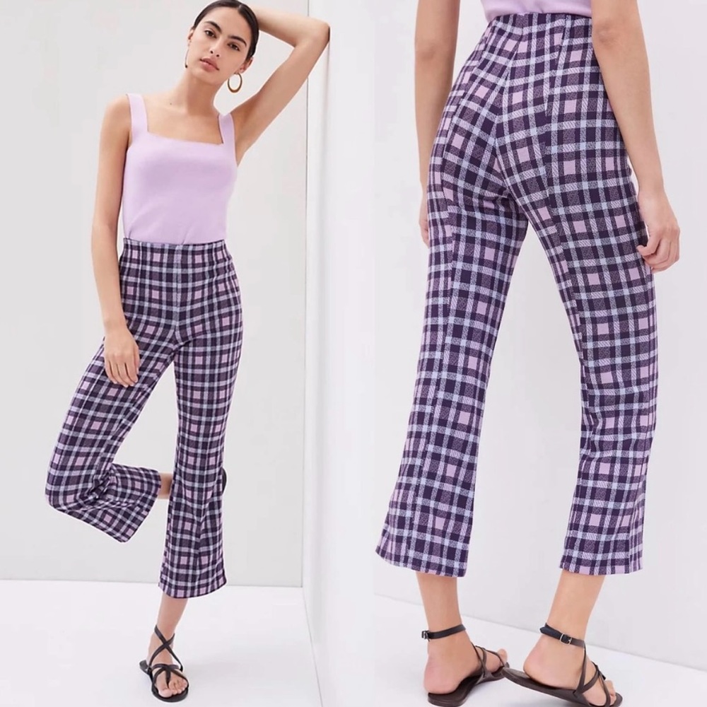 Maeve by Anthropologie Pants XS Pull On High Rise Kick Flare Bootcut Plaid